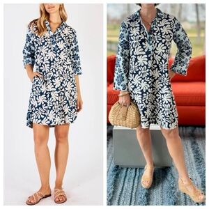 Lulalife Mia Shirtmaker Midi Dress Navy.    11